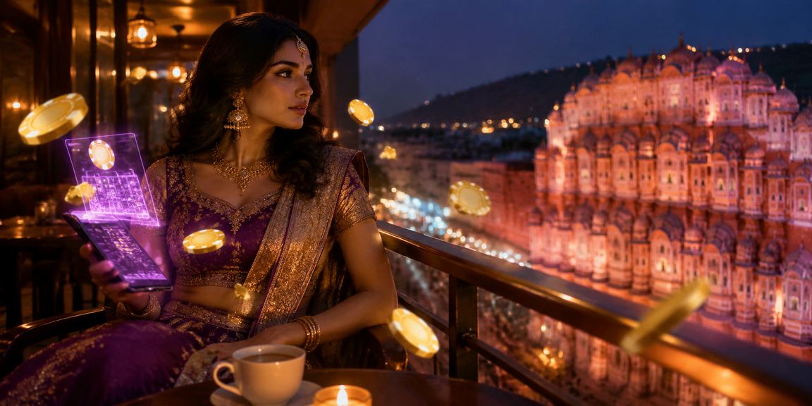 Modern casino app usage with Indian cultural elements in Jaipur